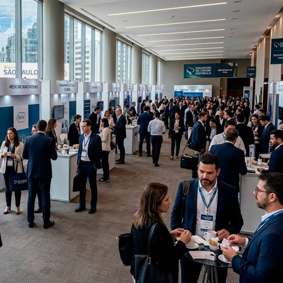 Espaço de exposição organizado para congresso